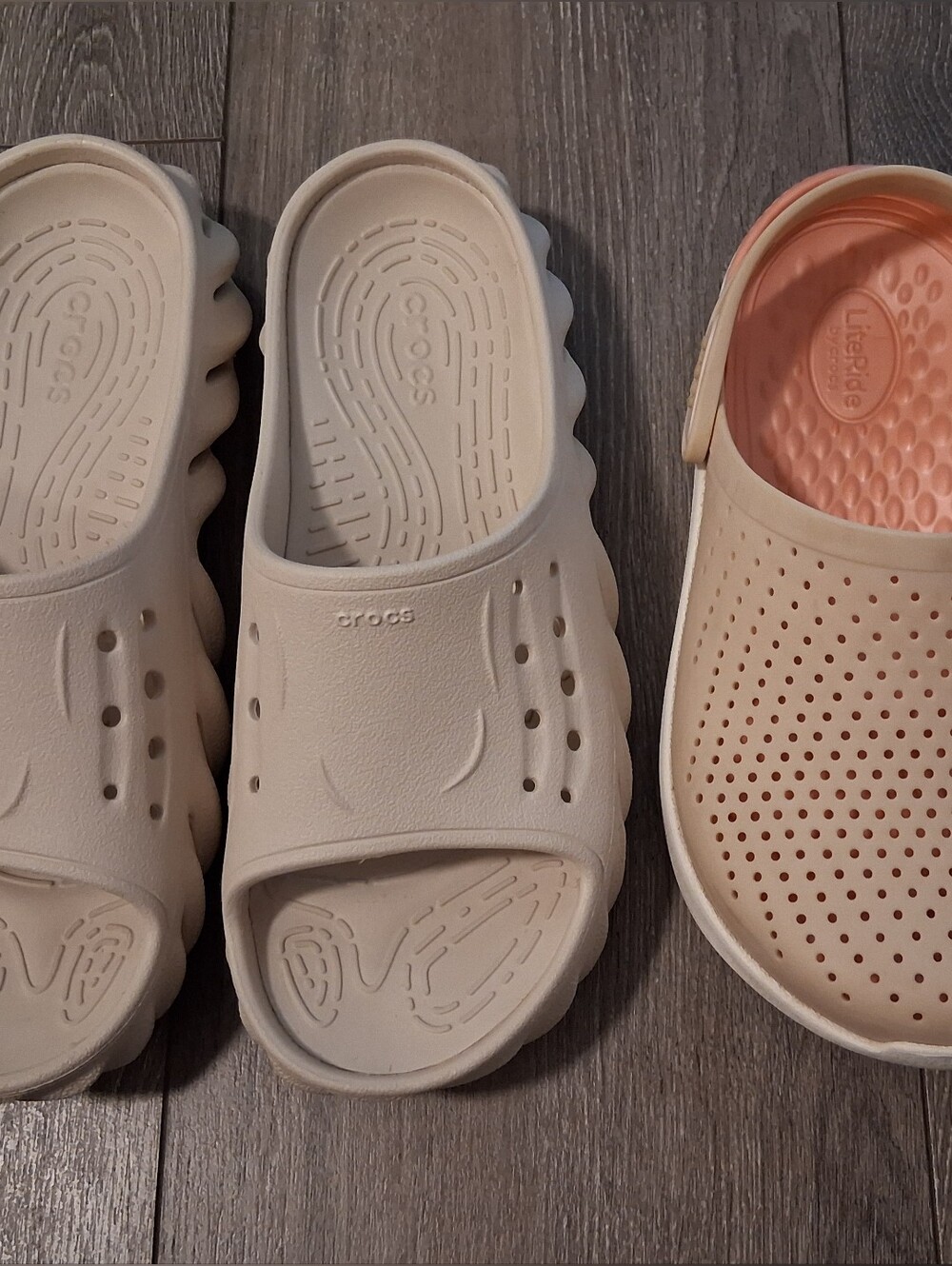 Women's Light CROCS Beige Slide Sandals  And Clogs - SIZE 7